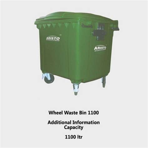 Liter Portable Plastic Green Wheel Mount Waste Garbage Bin With