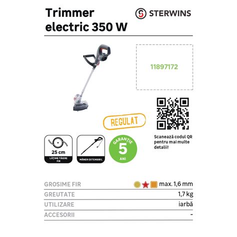 Trimmer Electric Sterwins 350 W Diametru Taiere 25 Cm