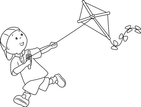 Caillou Volando Una Cometa Para Colorear Imprimir E Dibujar The Best