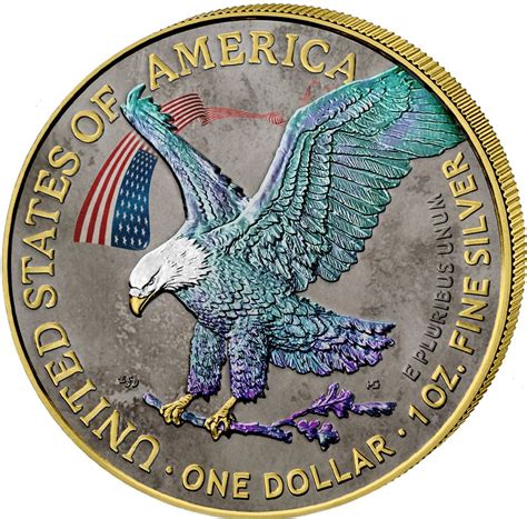 1 Unze Silber American Eagle 2023 Auflage 100 Antik Finish Hologramm