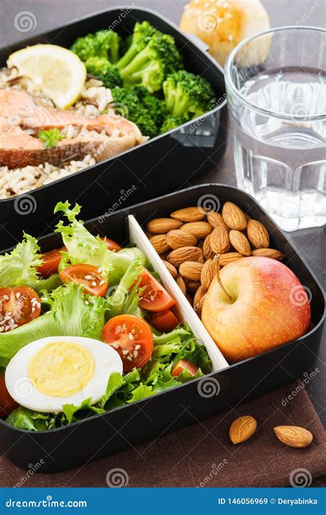 Healthy And Nutritious Lunch Or Snack Boxes With Food Stock Image