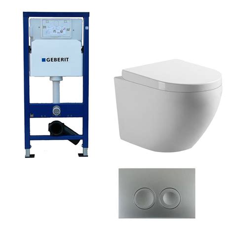 Geberit Pack Wc Suspendu Blanc Avec Cuvette Sans Bride Soft Close Et