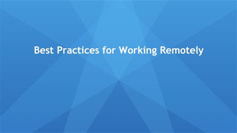 Best Practices For Working Remotely Youtube