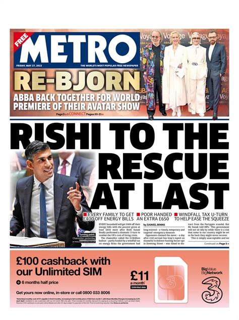 Metro Front Page 27th Of May 2022 Tomorrows Papers Today