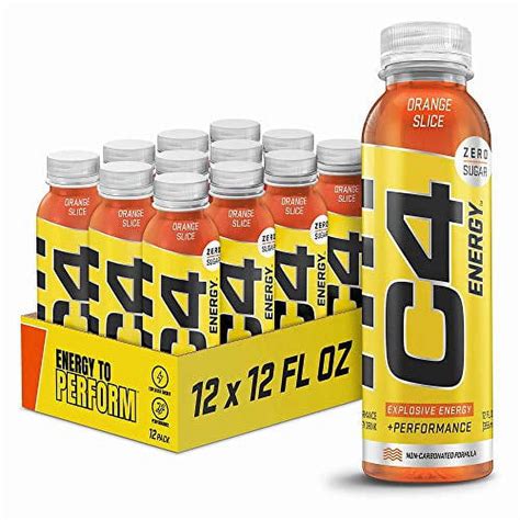 C4 Energy Non Carbonated Zero Sugar Pre Workout Drink Beta Alanine Orange Slice 12 Fl Oz