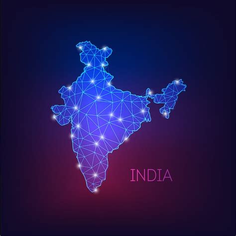 Premium Vector Futuristic Glowing Low Polygonal India Map Silhouette