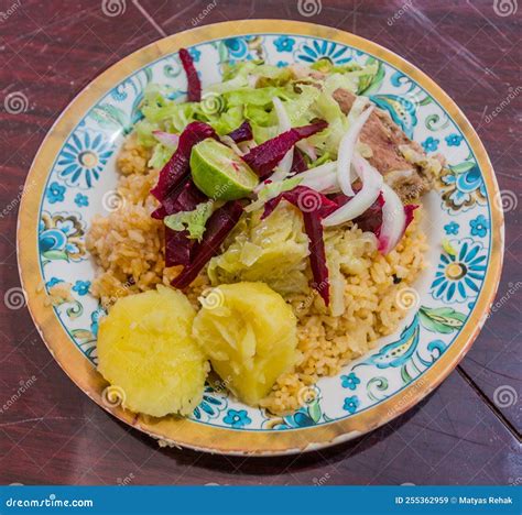 Meal in Somaliland - Rice, Meat and Vegetabl Stock Image - Image of ...