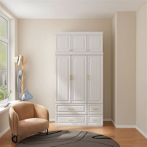 15 Photos Large White Wardrobes With Drawers