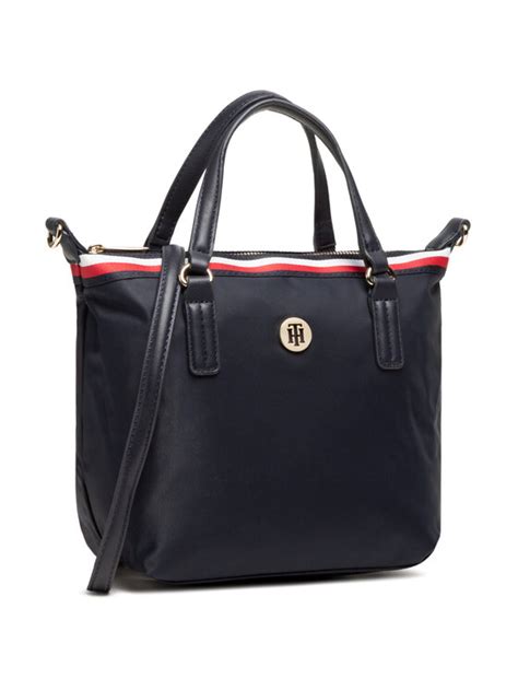 Tommy Hilfiger Torebka Poppy Small Tote Corp AW0AW08829 Granatowy