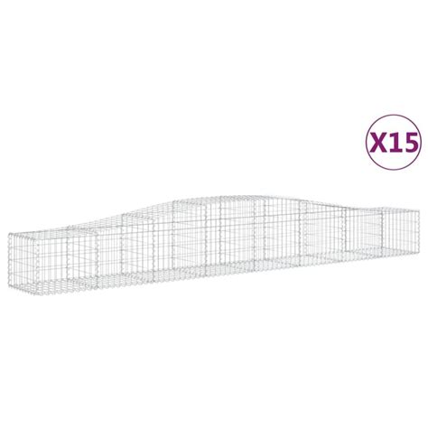 Paniers à gabions arqués 15 pcs 400x50x40 60 cm Fer galvanisé Leroy