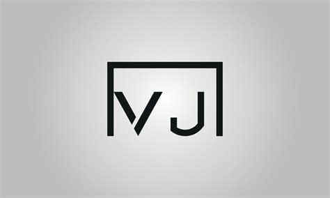 Letter Vj Logo Design Vj Logo With Square Shape In Black Colors Vector