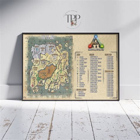 Ark Survival Evolved Map Poster, Survival Wall Art, Game Painting, Home ...