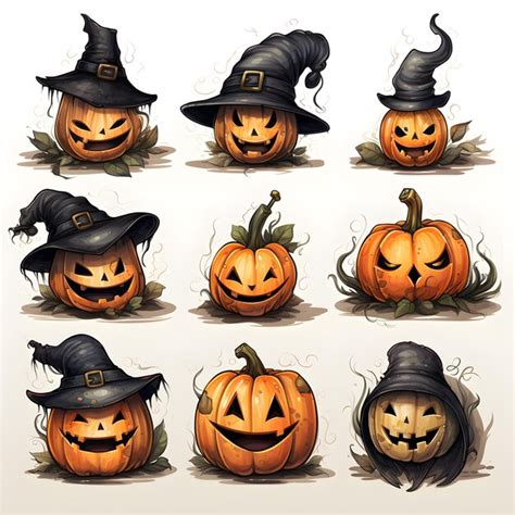 Fotos De Aboboras Halloween - Ilustrações de abóboras de halloween abóboras de halloween fofas e ...