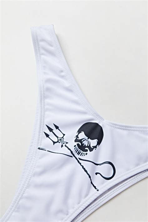 Emmiol Free Shipping Gothic Punk Skull Print Bikini Set Yellow L