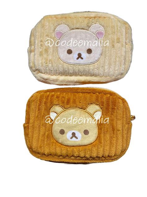 San X Rilakkuma Korilakkuma Appliqu Corduroy Pouch Set Etsy