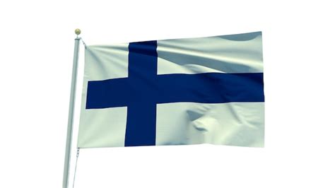 Bandera De Finlandia Sobre Un Fondo Blanco Foto Premium