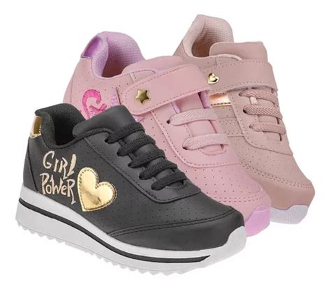 Promoção Tenis Infantil Feminino - Kit 3 Pares Tenis Infantil Feminino Menina Promoção | Frete grátis