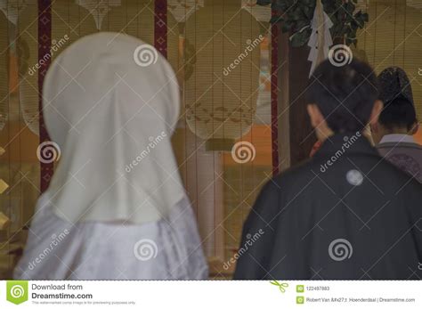 Japanese Couple Marriage At Yasaka Shrine Kyoto Japan Editorial Stock