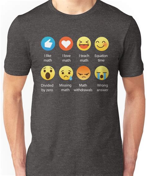 I Love Math Emoji Emoticon Funny Mathematics Graphic Tee Shirts