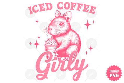 Vintage Coquette Capybara Iced Coffee Grafica Di Hygge Artstudio