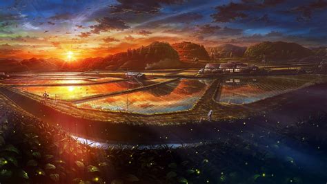 Wallpaper Sunlight Sunset Night Anime Reflection Sky Sunrise