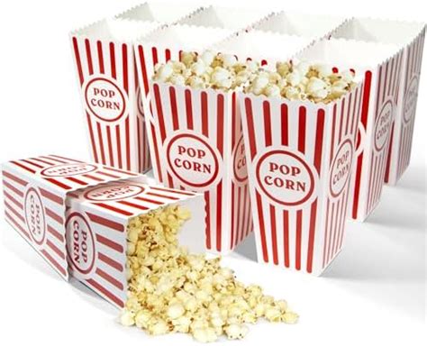 Tebery 20 Pack Plastic Open Top Popcorn Boxes Reusable Movie Theater Style Popcorn