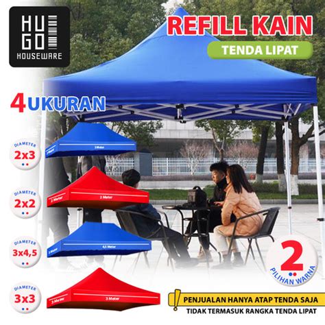 Jual HUGO Terpal Atap Tenda Lipat 2x2 2x3 3x3 3x4 5 M Tebal Bahan Kain