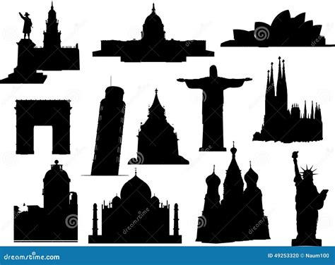 Landmarks Silhouette Set Vector Illustration Stock Vector