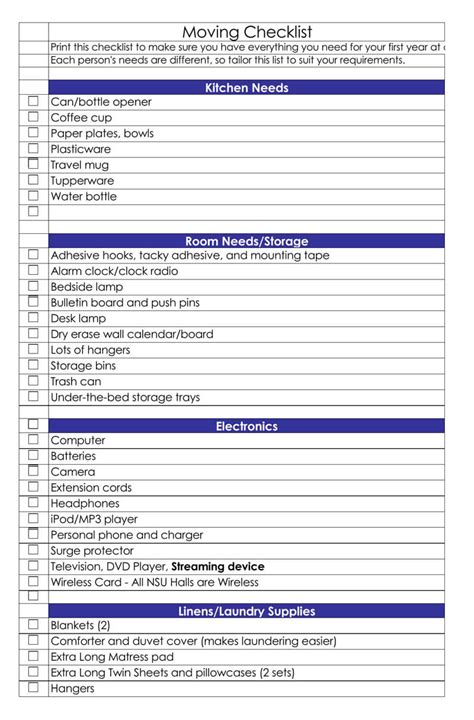 Free Printable Moving Checklist And Planner