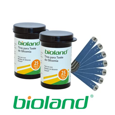 Kit Medir Glicemia Fitas Bioland Glicose 100 Tiras Love Saúde