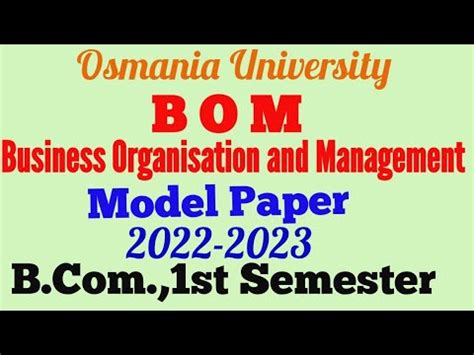 Business Organisation And Management Model Paper B