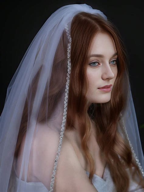 One Piece Of Handmade Beaded Bridal Veil Single Layer Wedding Veil