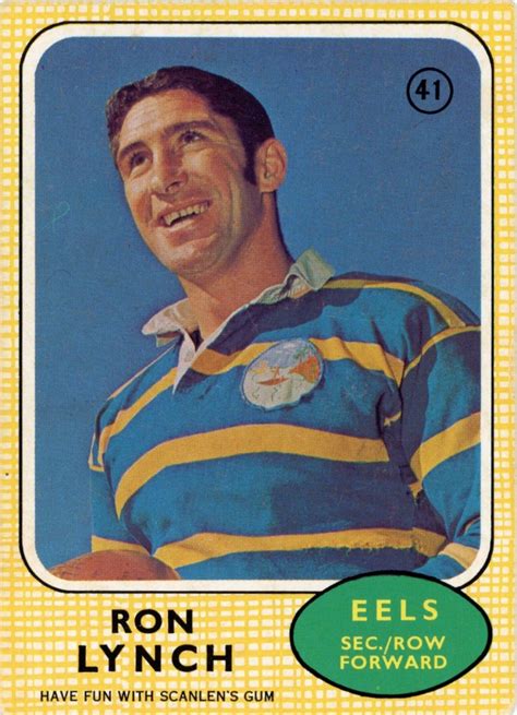 1970 Scanlens Common Card Base 41 Ron Lynch Parramatta Eels Gold