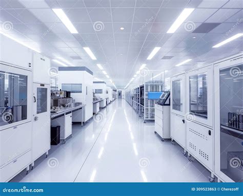 Bright Semiconductor Manufacturing Lab Room Stock Image Image Of