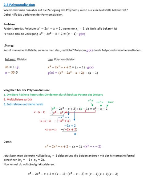 Nullstellen Bestimmen Faktorisieren Von Polynomen Zum Unterrichten
