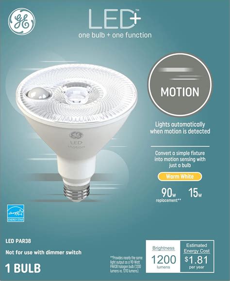 GE LED Motion Sensor Light Bulb Warm White Security Light PAR38