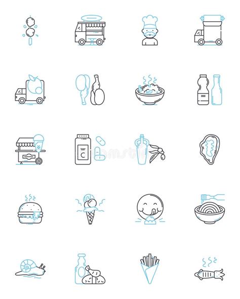 Food Bazaar Linear Icons Set Diversity Flavors Exotic Affordable