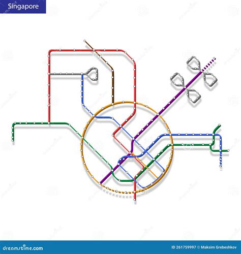 3d Isometric Map Of The Singapore Metro Subway Stock Vector