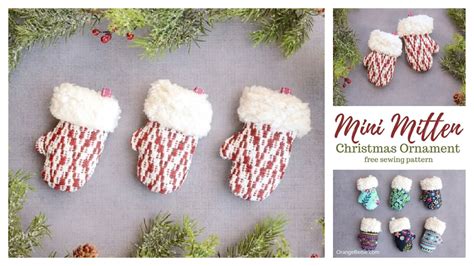 Mini Mitten Christmas Ornament Free Sewing Pattern Fabric Art DIY