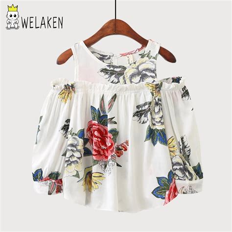 Welaken Novo Beb Meninas Camisas De Impress O Floral Sem Al As