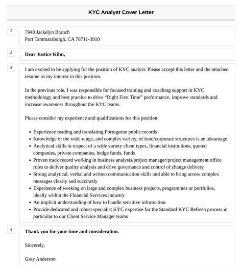 Kyc Analyst Cover Letter Velvet Jobs