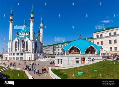 Kazan Russia May Kul Sharif Mosque View On A Sunny Day