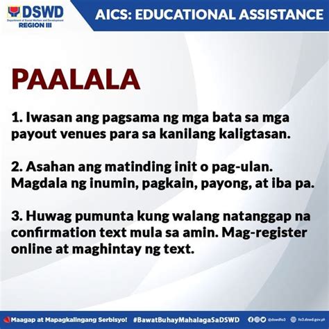 Mga Paalala At Paunawa Patungkol Sa Aics Educational Assistance