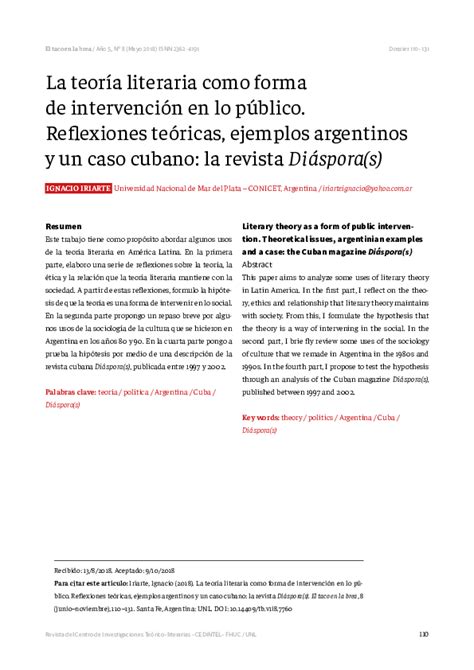 Pdf La Teoría Literaria Como Forma De Intervención En Lo Público