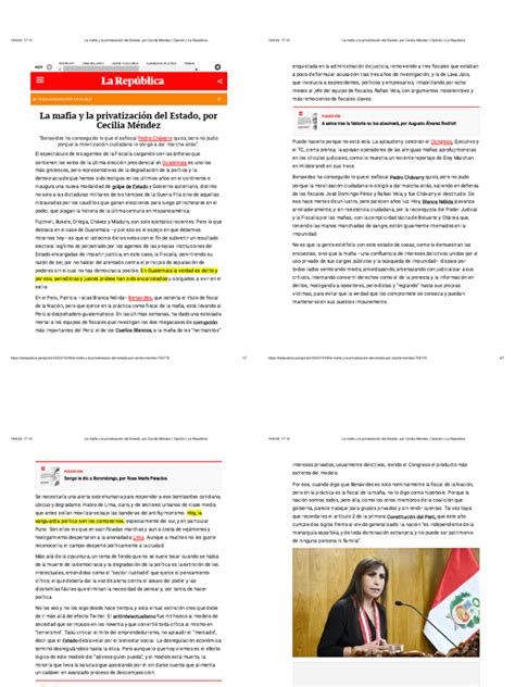 La Mafia Y La Privatización Del Estado Por Cecilia Méndez Opinión La República Pdf