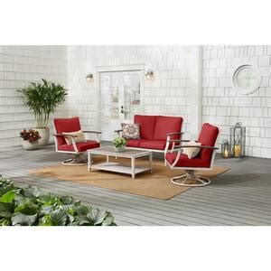 Hampton Bay Marina Point Piece White Steel Outdoor Dining Set With