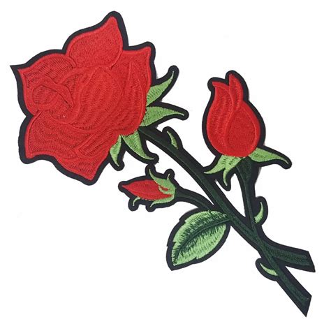 2 Pcs Rose Flower Iron On Patches Embroidered Patch For Clothing Jean