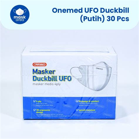 Jual Masker Onemed UFO Duckbill Cantol Putih Medis 4 Ply 30 Pcs Box