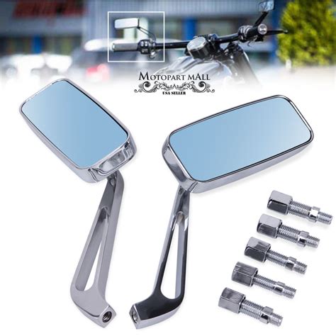 Motorcycle 8 10mm Rectangle Rearview Side Mirrors For Harley Sportster Chopper Ebay