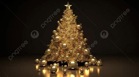 Fundo árvore De Natal Reluzente Enfeites Em Ouro 3d Render Fundo